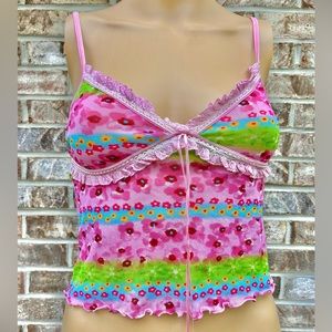 Y2K Youth Boho Ditzy Floral Micromesh Cami Top